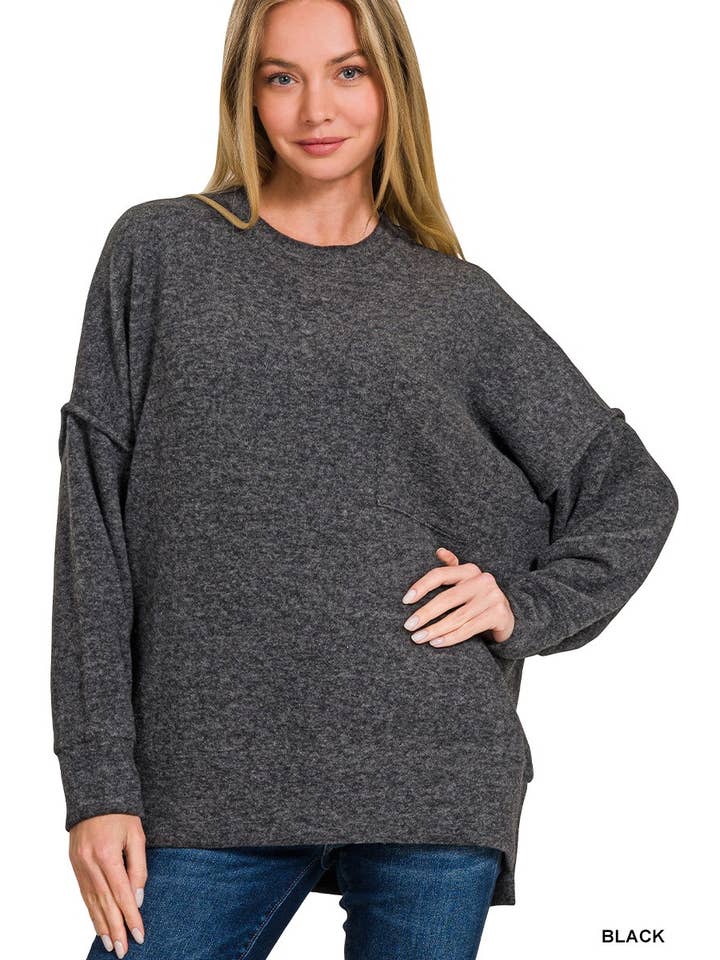 Vanilla Monkey - Venta al por mayor Jersey de punto - Mujer - Jersey oversize de hombros caídos melange cepillado6