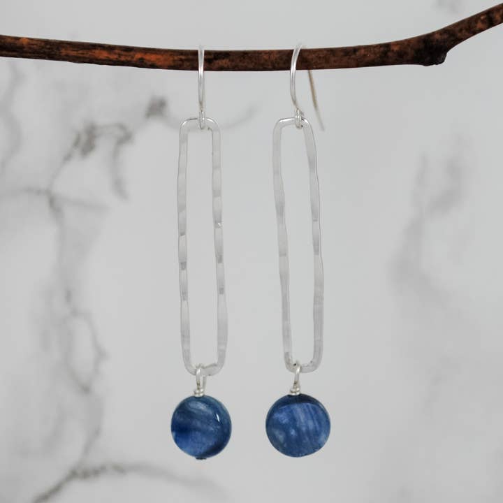 Cameron Kruse Designs - Wholesale Dangle Earrings - Rectangle & Stone Drop Earrings - sterling silver4