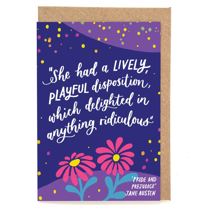 Fun Jane Austen quote card for friends for wholesale by Now Then, Sunshine!