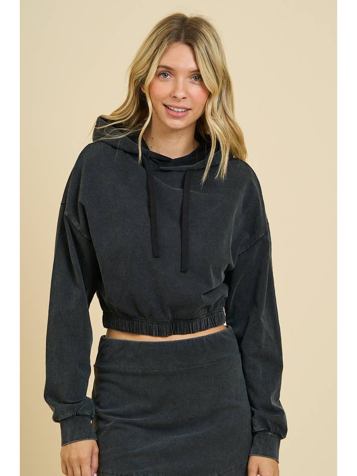 ANWND - Wholesale Top & Skirt Set - Women's - 7220SET - WASHED CROPPED HOODIE AND SKIRT SET