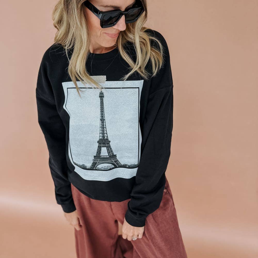 Black Picture Me In Paris Sweatshirt for wholesale on Faire2