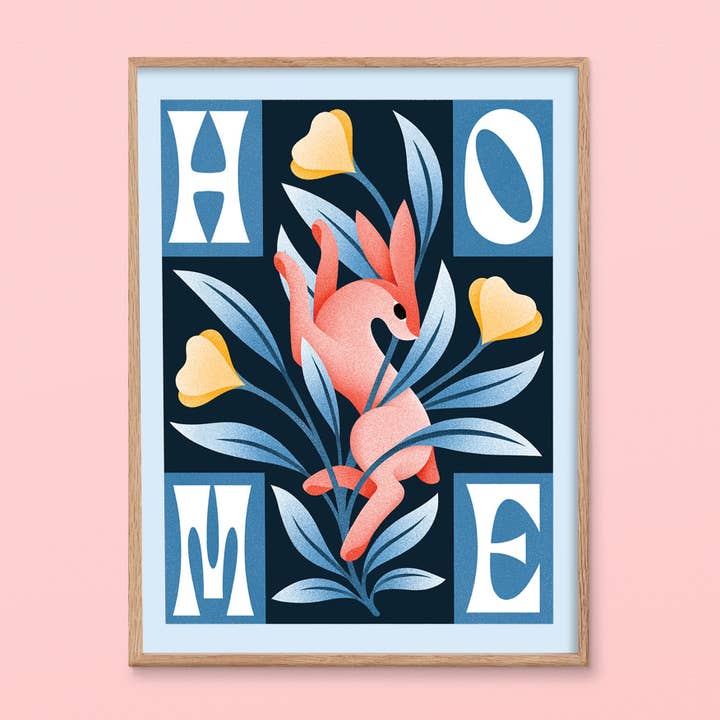 Home Rabbit Art Print | Woondecoratie | Animal Quote voor wholesale door Julie Solvstrom Illustration