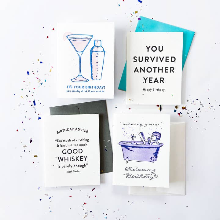 Steel Petal Press - Wholesale Birthday Card - Birthday Whiskey - Letterpress Birthday Greeting Card4