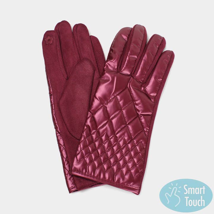Gants Smart Touch métalliques matelassés pour la vente par Madeline Love
