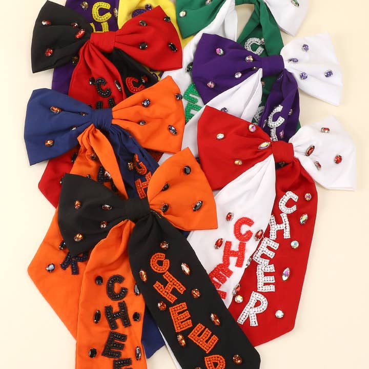 SP Sophia Collection - Wholesale Hair Bow - Women's - Game Day Cheer Embroidered Bow Barrette Hair Clip