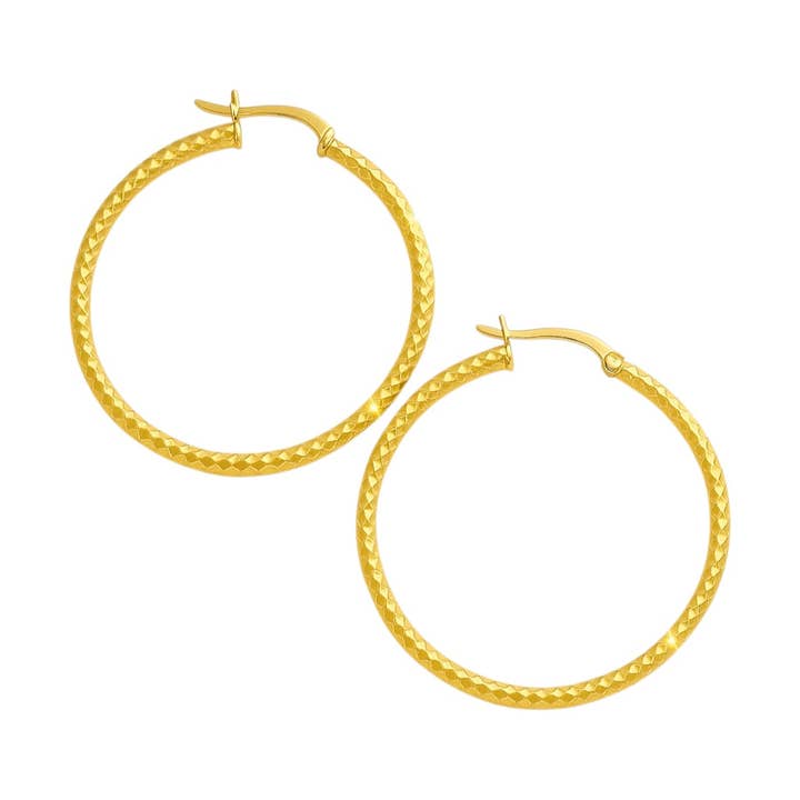 Boucles d'oreilles créoles en argent sterling, coupe diamant, rondes de 50 mm, épaisseur 2 mm. pour la vente par Atlanta Jewelers Supply