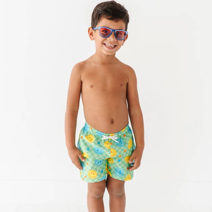 Electric Smiles Swim Trunks for wholesale by Kiki + Lulu