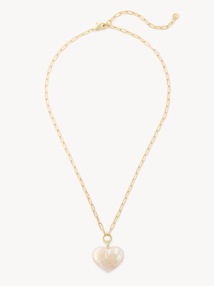 Midi Heart Pendant Necklace in White Shell for wholesale by MACHETE