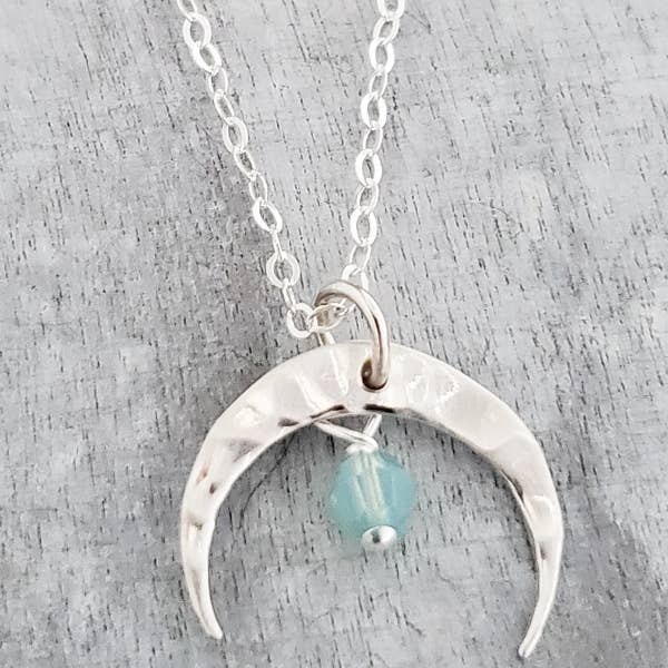 Sosie Designs - Wholesale Pendant/charm necklace - Silver Hammered Crescent Moon Necklace - Pacific Opal3