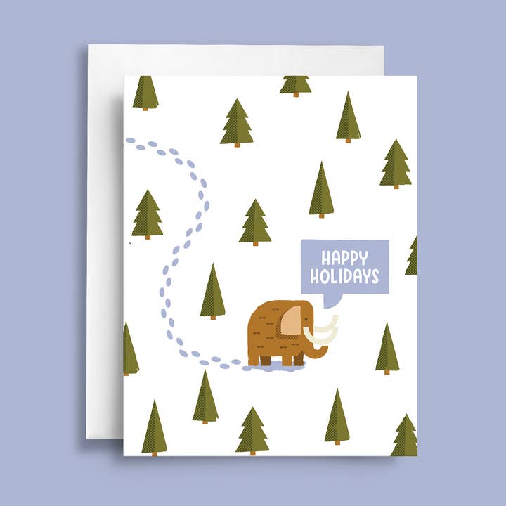 Mammoth Snow Happy | Tarjeta navideña para venta al por mayor de Natasia Makes