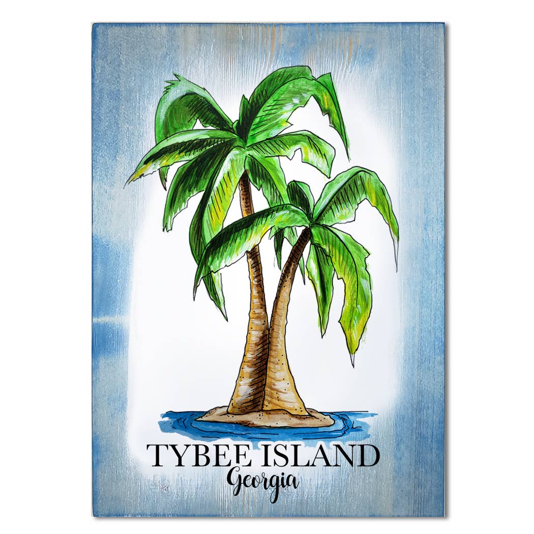 Map Mom - Wholesale Art Print - 5x7 Wood Mini Art- Palm- Custom Location1