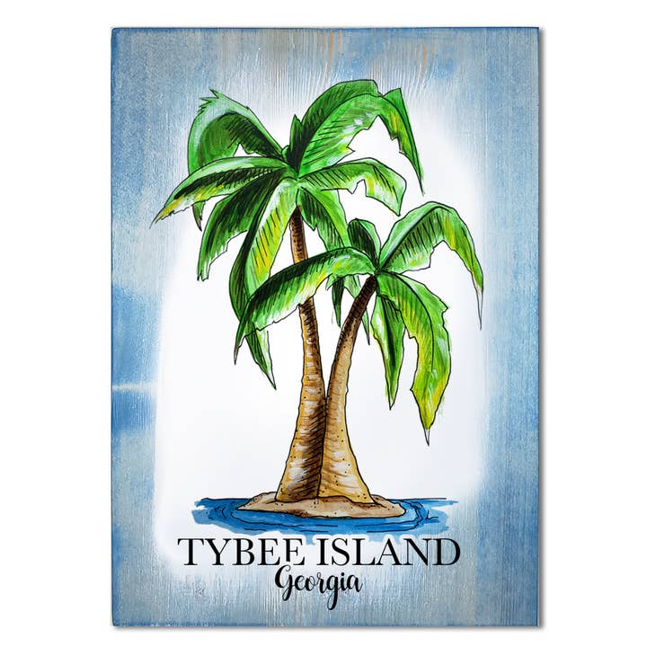 Map Mom - Wholesale Art Print - 5x7 Wood Mini Art- Palm- Custom Location1