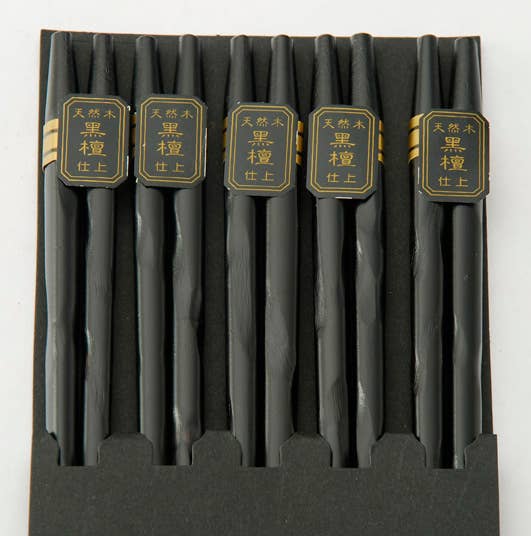 Fuji Merchandise Corporation - Wholesale Chopsticks - 5PR CHOPSTICK SET – BLACK EBONY TWIST DESIGN0