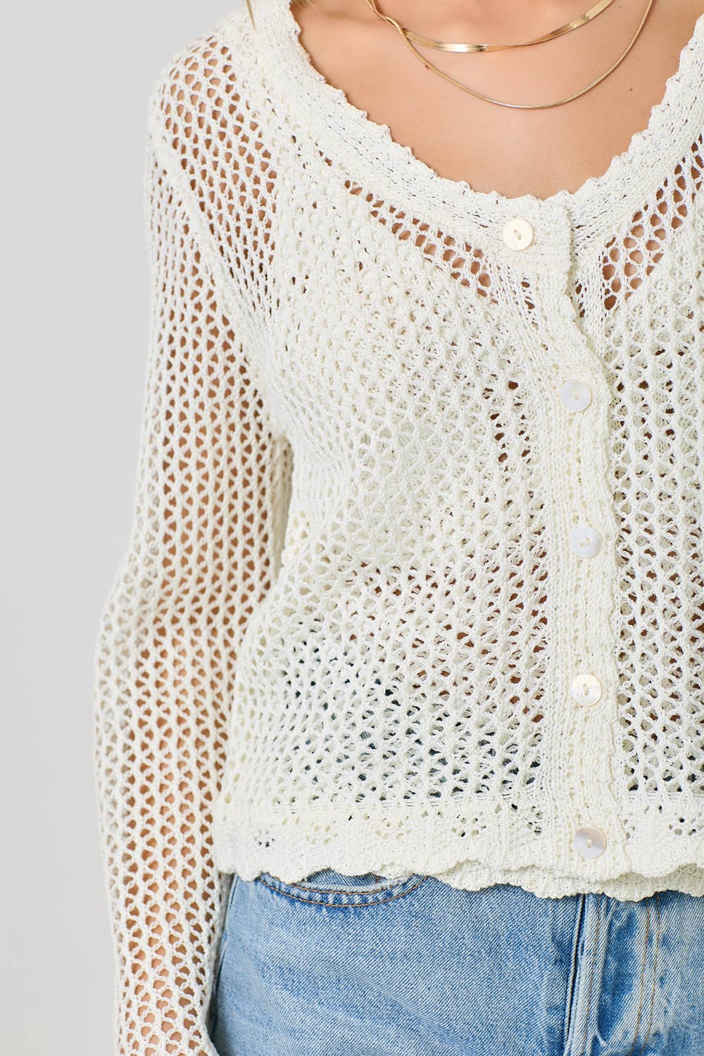 Mystree - Wholesale Cardigan - Women's - 61100 Crochet Style Knit Cardigan 20