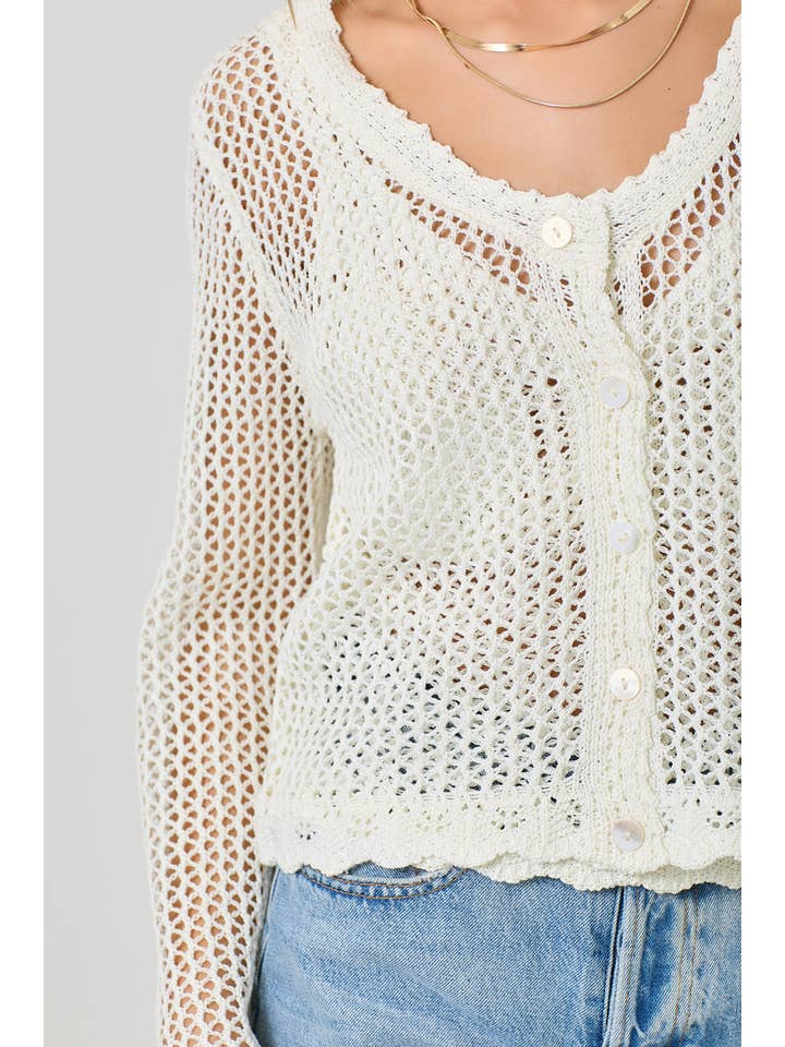 Mystree - Wholesale Cardigan - Women's - 61100 Crochet Style Knit Cardigan 20