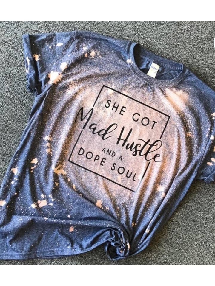 4 little hearts - Wholesale Screen Printed T-Shirt - Women's - Mad hustle dope soul bleached graphic tee