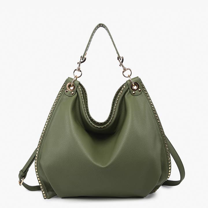 Jen & Co. - Wholesale Satchel - Women's - *SALE* M2576 Carly Studded Slouchy Hobo w/ Long Strap