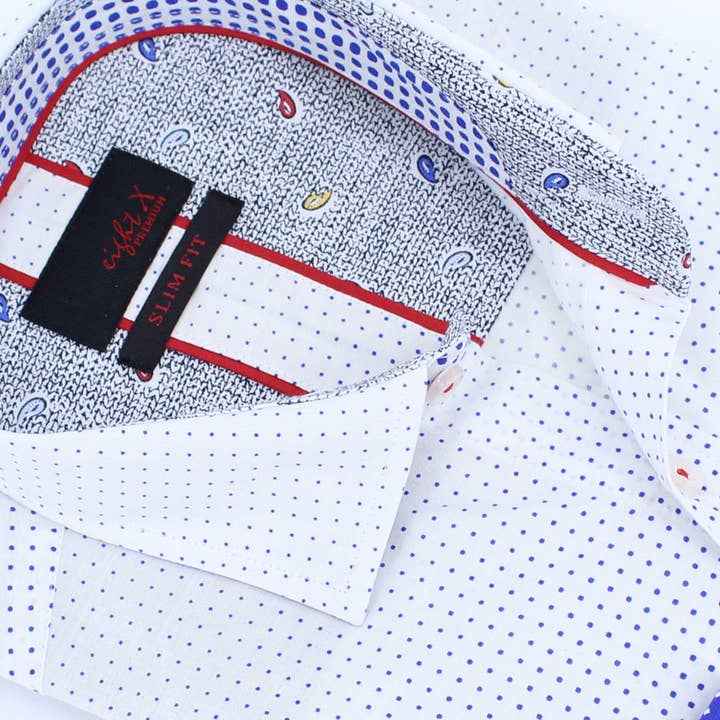 Ombre' koningsblauw overhemd met stippen print voor wholesale door EIGHT X