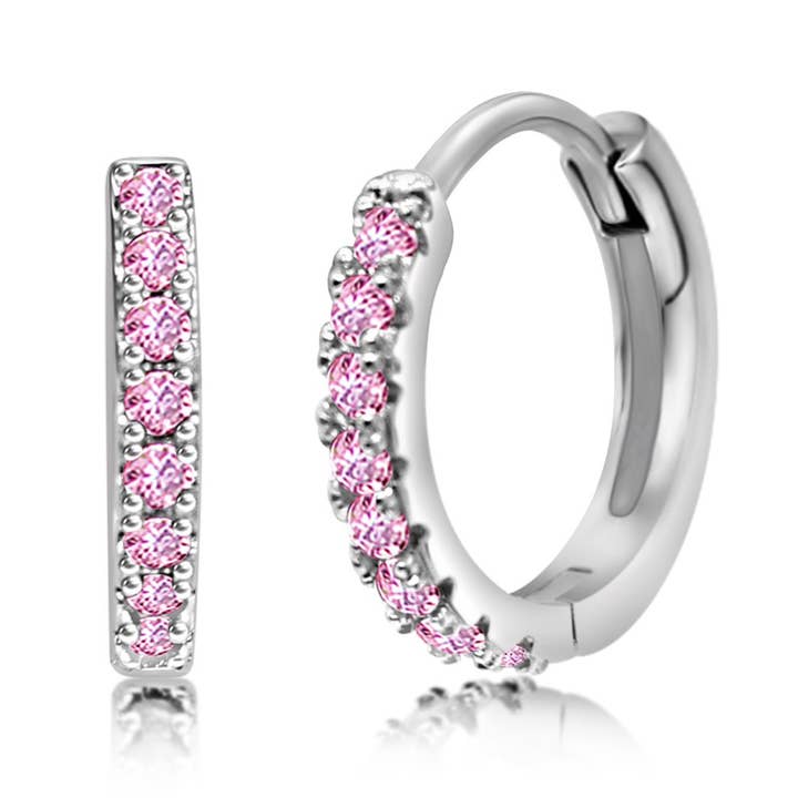 Runde Pink Crystal Palladium plating Piger Leverback Øreringe for engroshandel hos Chanteur