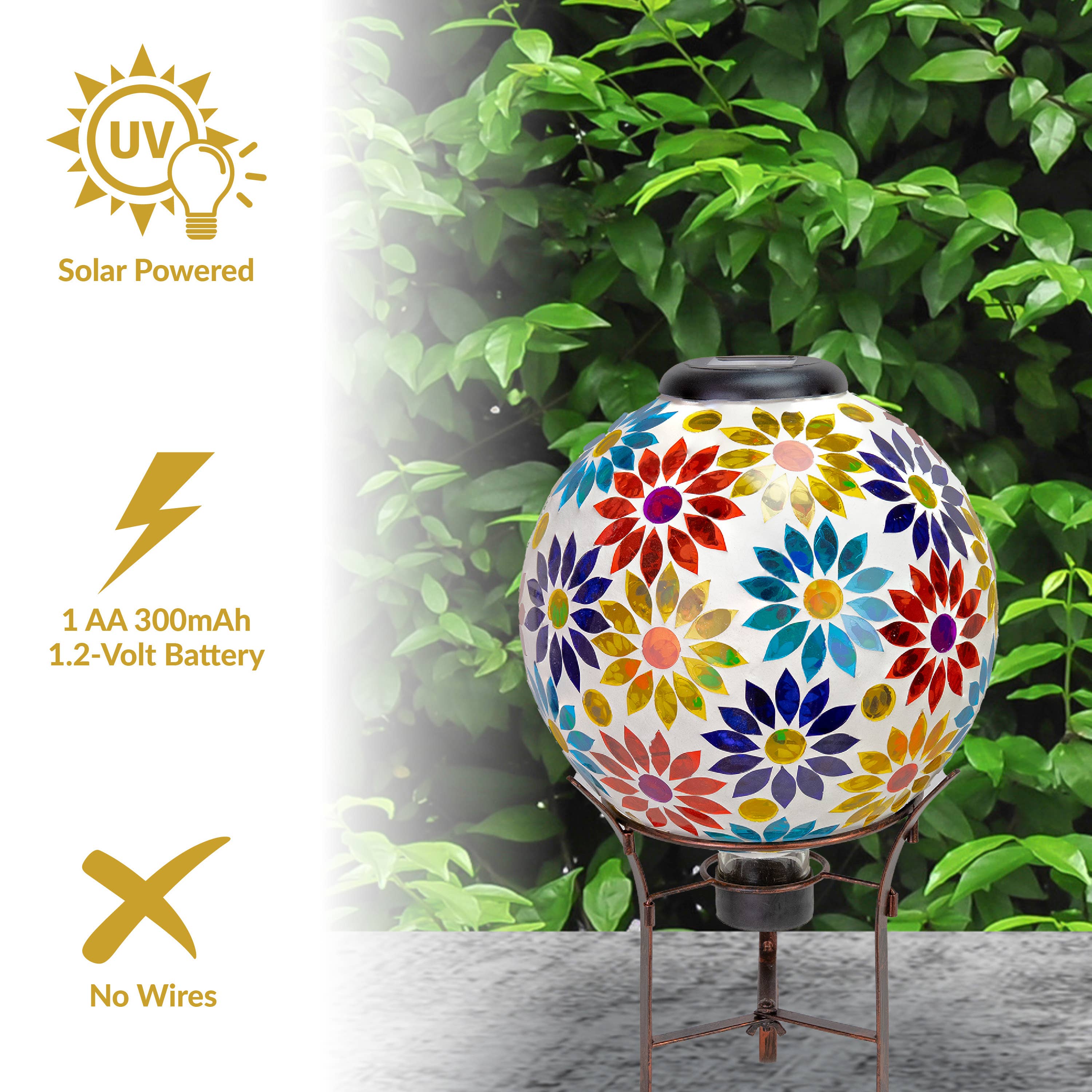 Sunnydaze Decor - Wholesale Outdoor Ornament/Decor - Midsummer Dahlias Glass Gazing Ball with Solar Light - 10 in4
