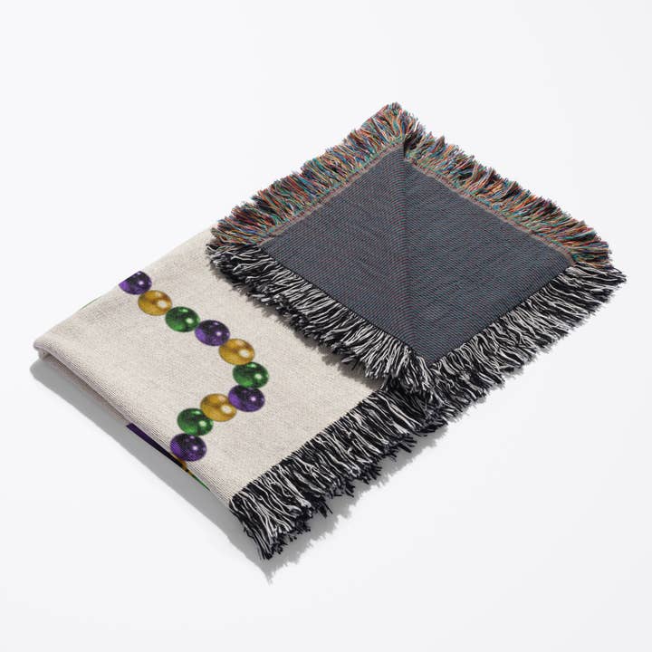 3dRose - Wholesale Throw Blanket - 3dRose, Mardi Gras Mask and Beads, Blanket3