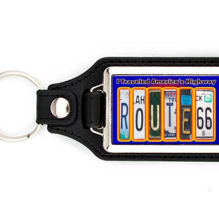 DK LaserWorx – wholesale Nyckelring - Unisex – Route 66 nyckelring med unik design-gammal licenstagggrafik