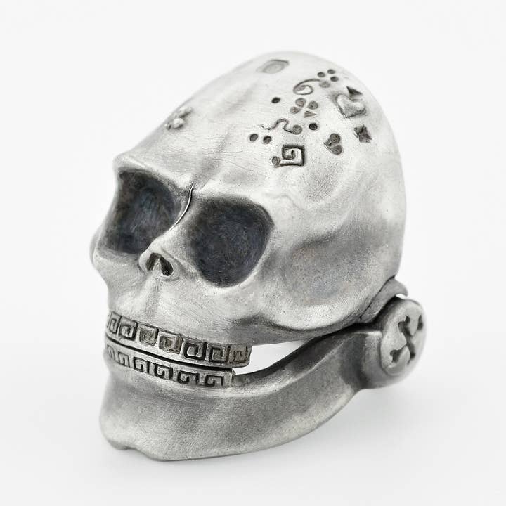 Skull Ring with Moving Jaw in Sterling Silver for wholesale by Snake Bones