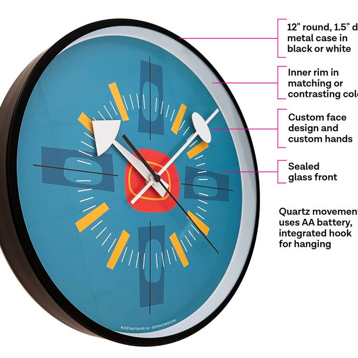 Destination PSP - Wholesale Wall Clock - Atomic Design Wall Clock - Blue