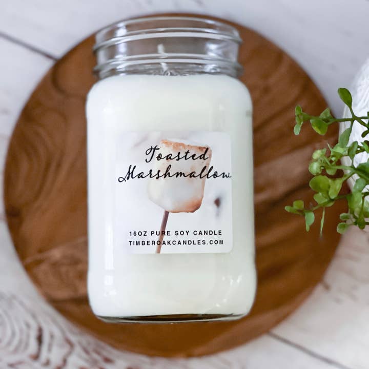 TOASTED MARSHMALLOW |16oz Mason Jar | FALL | 100% Pure Soy for wholesale by Timber Oak Candles