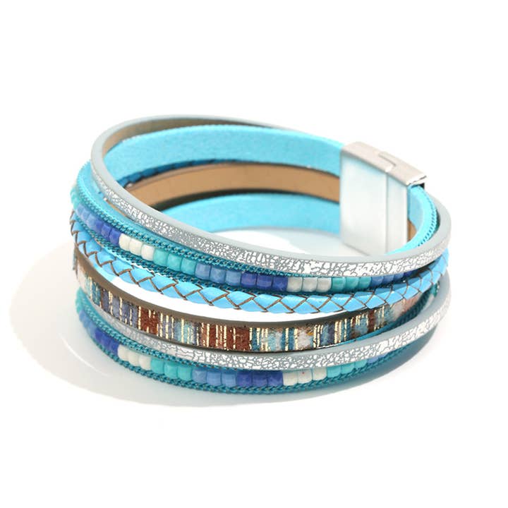 Lovesoft - Wholesale Woven/Braided Bracelet - Boho Multi Layer Leather Wrap Bracelet with Magnetic Clasp3