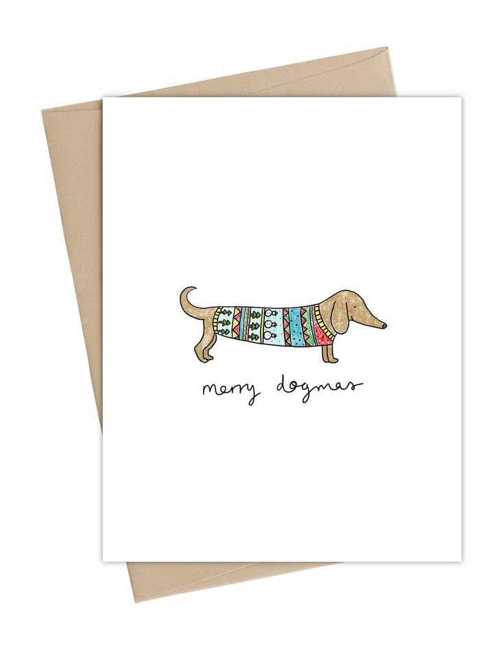 Christmas Dachshund Greeting Card for wholesale by Little May Papery