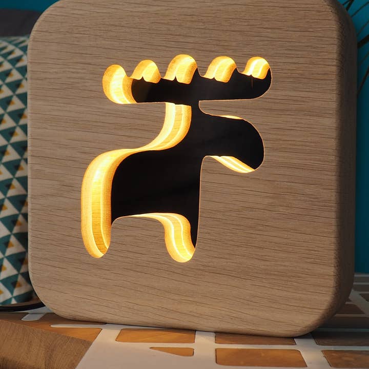 GONE'S – Großhandel Nachtlicht – Kinder & Baby – Kinder Caribou Nachtlicht aus Holz - Blumen2