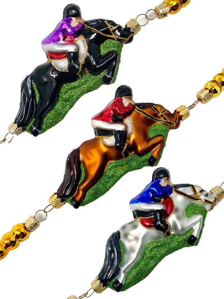 Weihnachtsgirlande aus poliertem Glas von Derby Horse Racing, Fox Hunt für den Großhandel von Kenzies of London