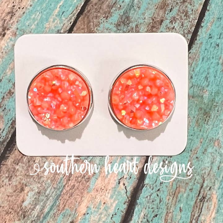Neon Orange Stud Earrings for wholesale by Southern Heart Designs