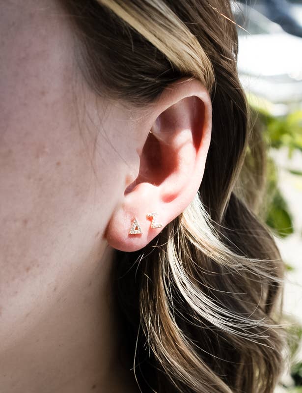 Gold 14k Pave Greek Letter Studs PREPACK for wholesale on Faire8