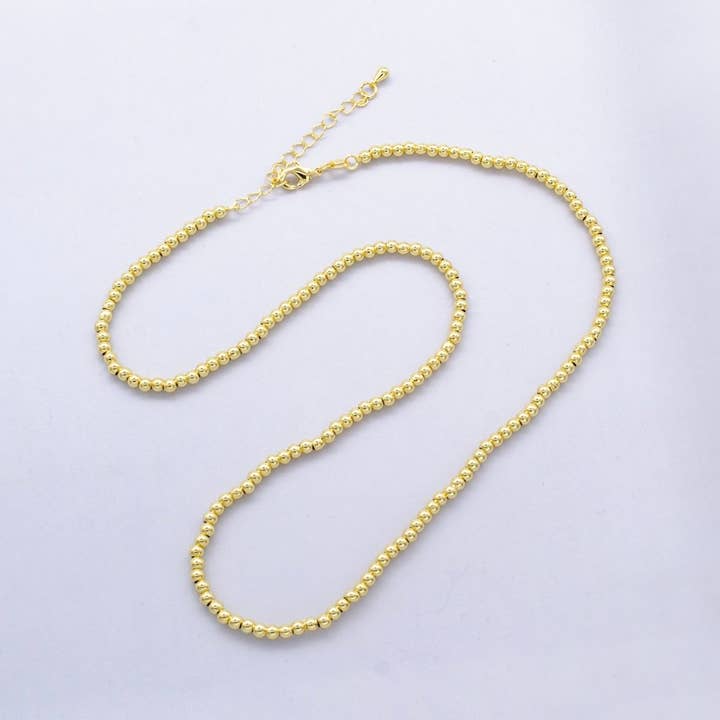 Aim Eternal - Wholesale Link & chain necklace - 24K Gold Filled 3mm Bead Ball 17.5 Inch Chain Necklace | WA-A27391