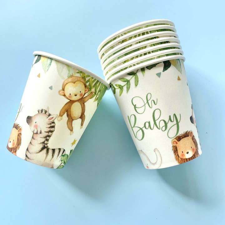Copos Papel Animal Oh Baby Safari (Conj. de 8) por atacado de Ellie's Party Supply
