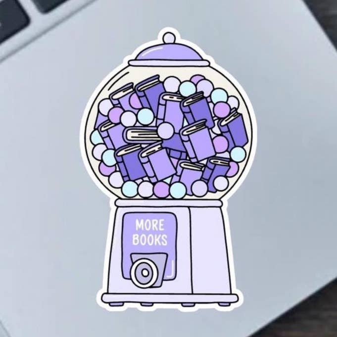 Autocollant en vinyle distributeur de chewing-gums 2,5" rose et violet pour la vente par Fable and Flame Co.