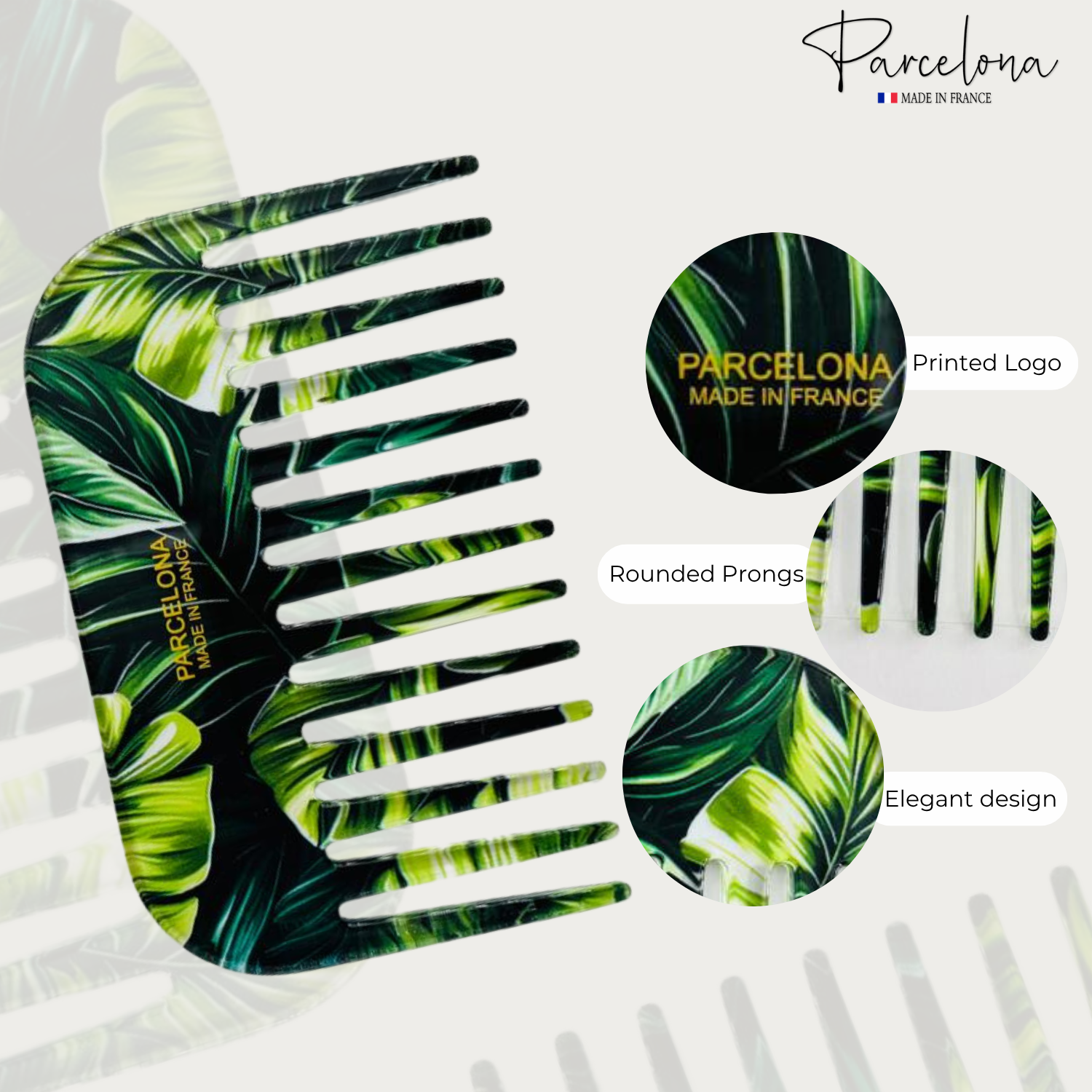Parcelona - Wholesale Hair Brush/Comb - Parcelona Wide Tooth Comb Tropical Toucan Floral Print Comb for Thick Curly Hair68
