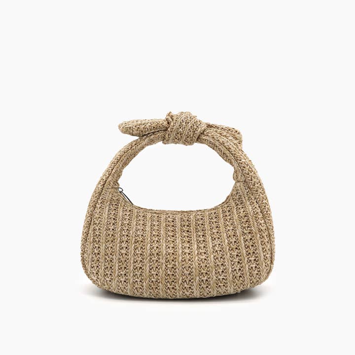 Tan Aimee Mini Straw Top Handle Bag for wholesale on Faire