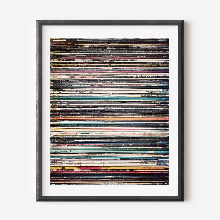 Retro 1980s Vintage Vinyl Record Albums Art Print for wholesale by Lisa Russo Fine Art