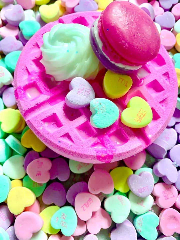 Candy Hearts Bath Bomb for wholesale by Man on the Moon Mystics