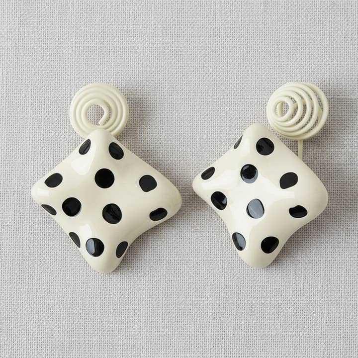 Polka Dot Geometric Clip-On Earrings for wholesale by scentll jewelry