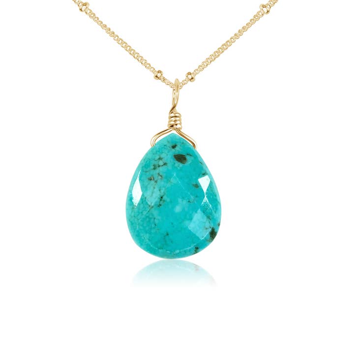 Large Turquoise Teardrop Necklace for wholesale by Luna Tide