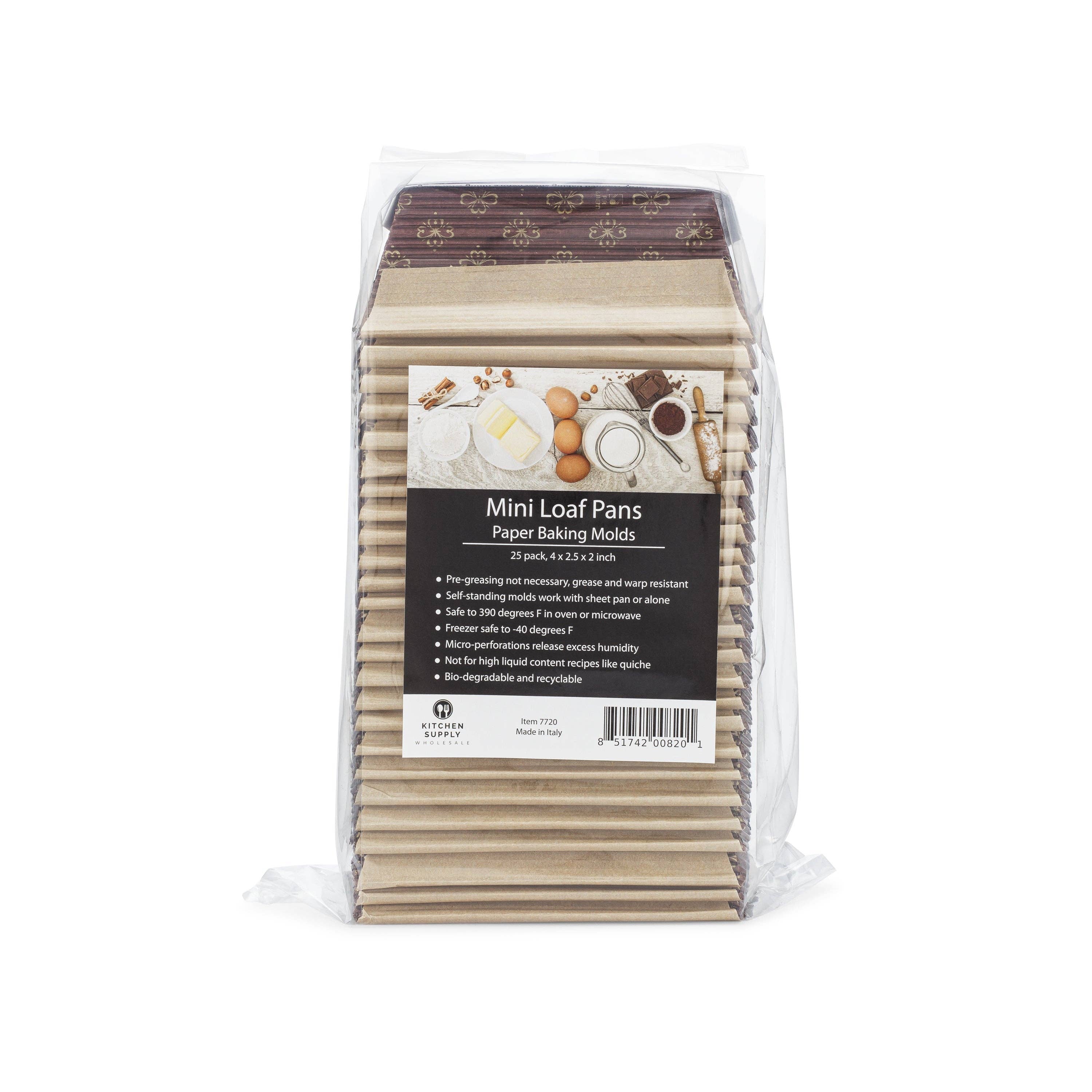 Kitchen Supply Wholesale - Wholesale Baking Dish - Mini Loaf Paper Baking Pan 50-Pack, 4 x 2 x 2 Inches