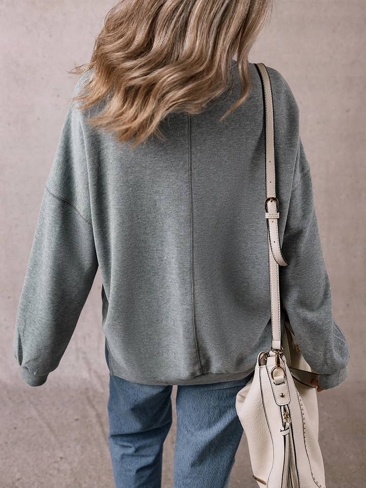 Medium Grey Side Split Drop Shoulder Oversized Sweatshirt for wholesale on Faire1