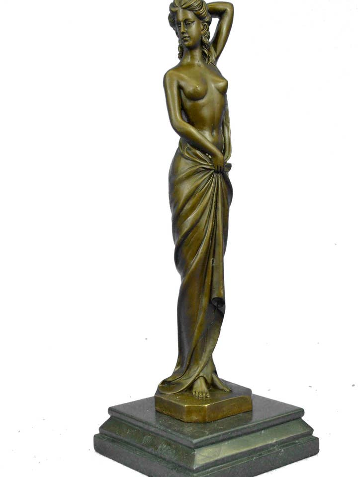 Art Deco naakt vrouwelijk gesigneerd lang bronzen sculptuur beeldje figuur woondecoratie voor wholesale door Bronzhaus