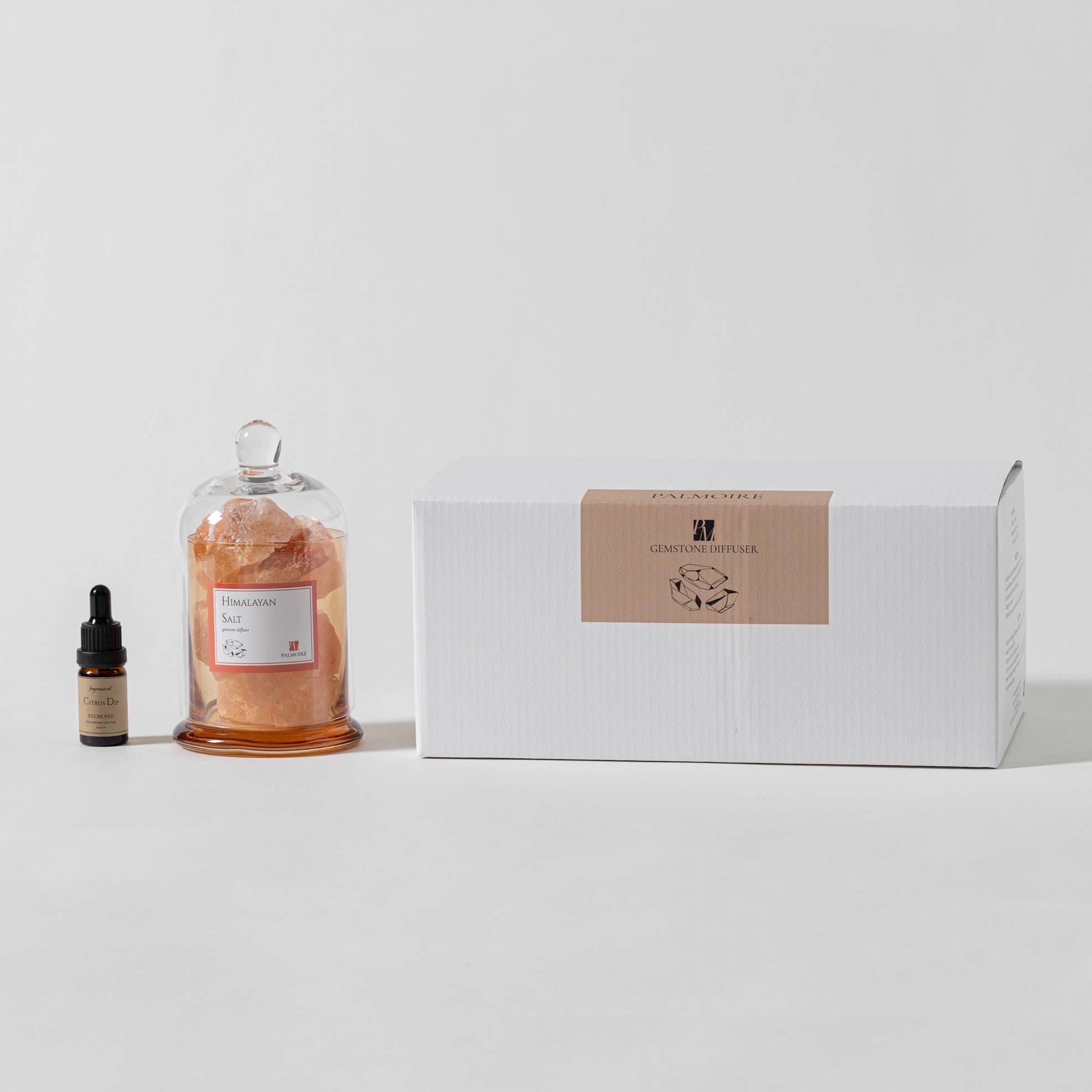 Palmoire Home Fragrance - Vente Diffuseur à tiges - Diffuseur en sel de l'Himalaya avec pierres précieuses [agrumes/jasmin]4