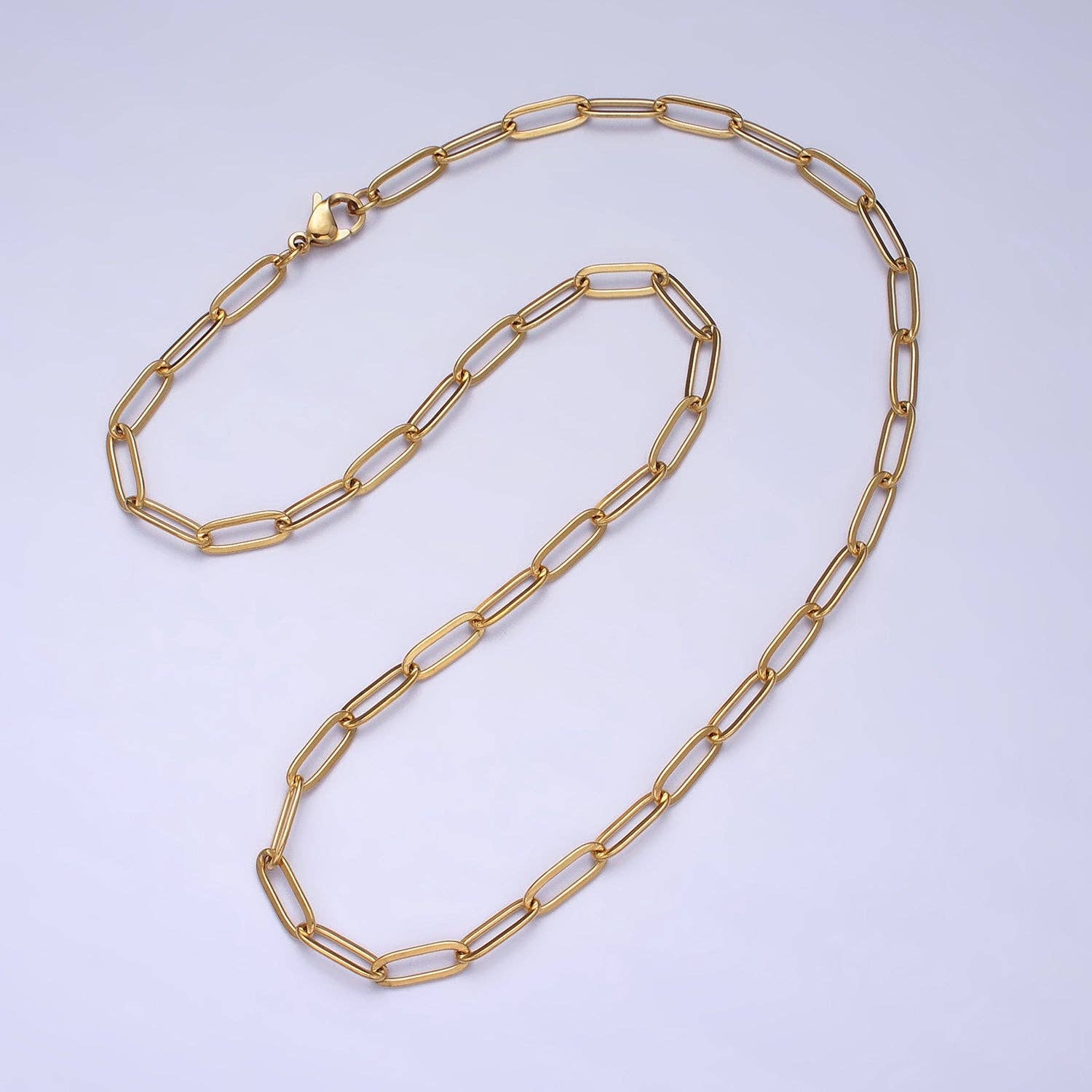 Aim Eternal - Wholesale Link & Chain Necklace - BLOWOUT Dainty Goldplated Paperclip Link Long Chain Necklace0