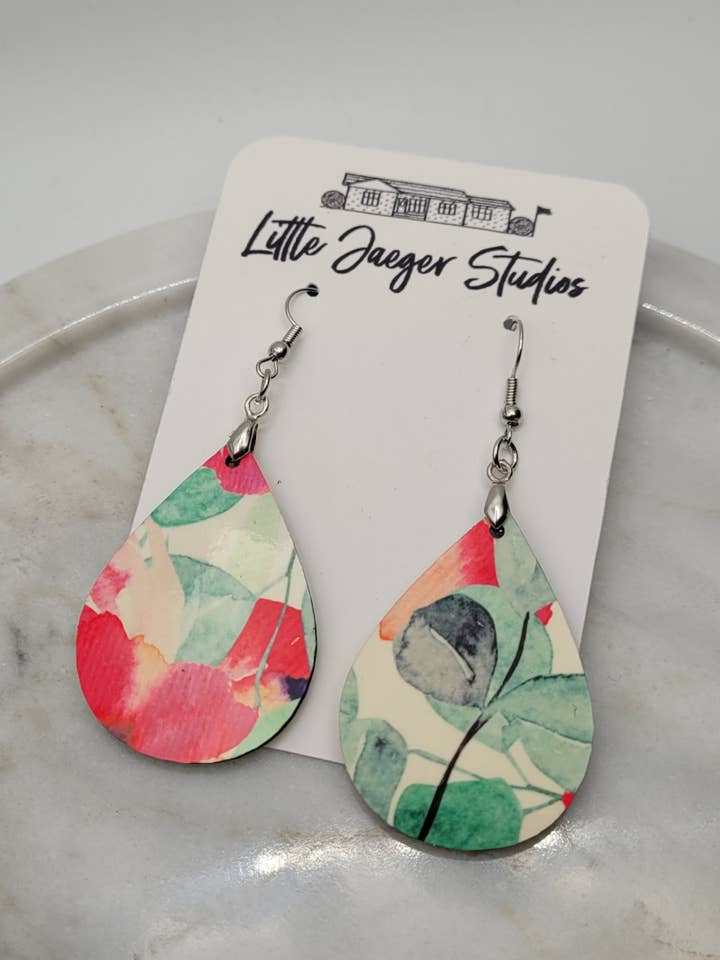 Spring Floral Teardrop Handmade Earrings for wholesale by Little Jaeger Studios